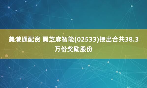 美港通配资 黑芝麻智能(02533)授出合共38.3万份奖励股份