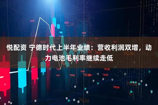 悦配资 宁德时代上半年业绩：营收利润双增，动力电池毛利率继续走低