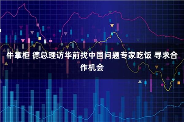 牛掌柜 德总理访华前找中国问题专家吃饭 寻求合作机会