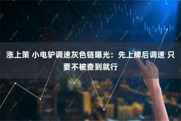 涨上策 小电驴调速灰色链曝光：先上牌后调速 只要不被查到就行